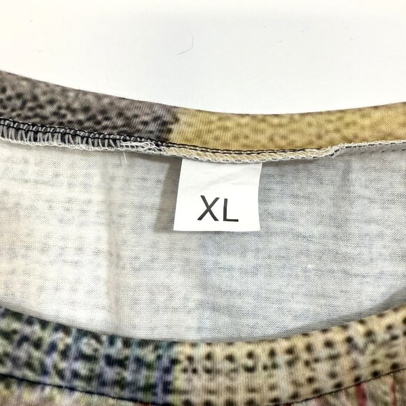 Multicolor Patchwork Print Long Sleeve Top, Lightweight Knit, Women’s XL, NWOT - Picture 4 of 5